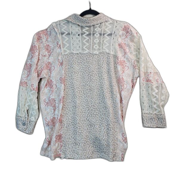 POL Boho Babe mixed media floral Blouse Multi-Color Pattern Women's Size Medium - Picture 3 of 15